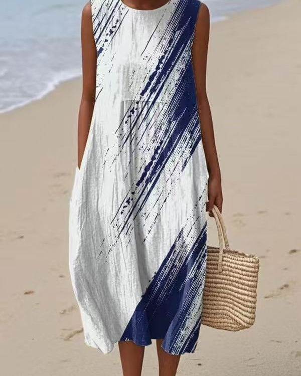 Capri | Vestido Midi Diagonal Azul
