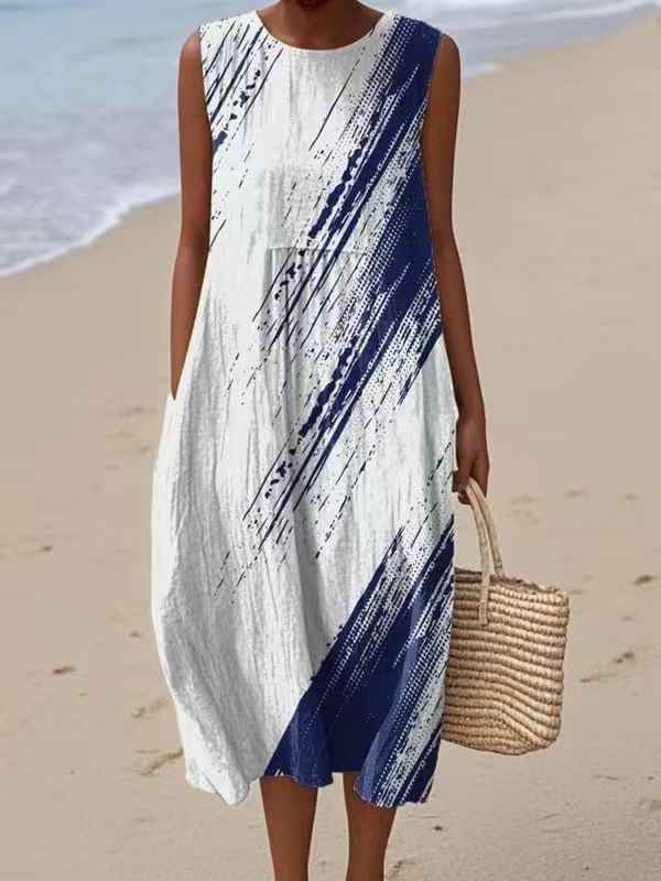 Capri | Vestido Midi Diagonal Azul