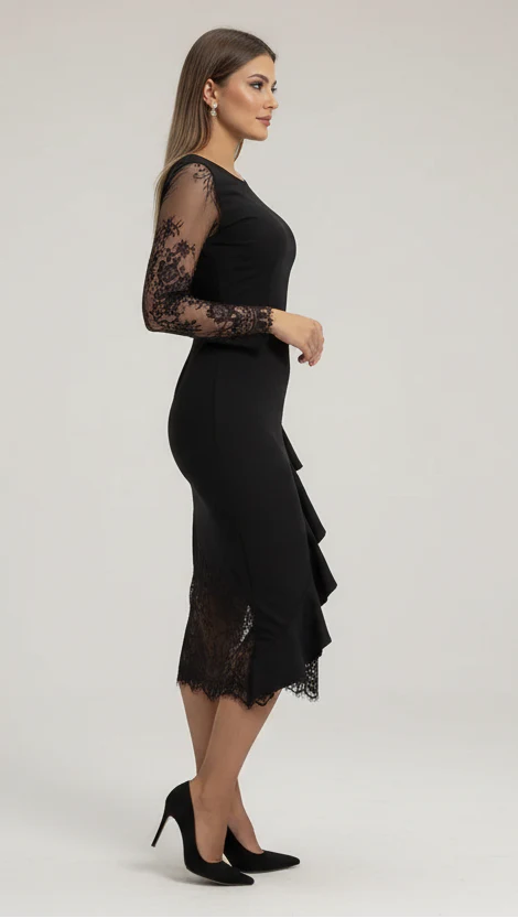 NAFISA™ | VESTIDO ENTALLADO DE ENCAJE