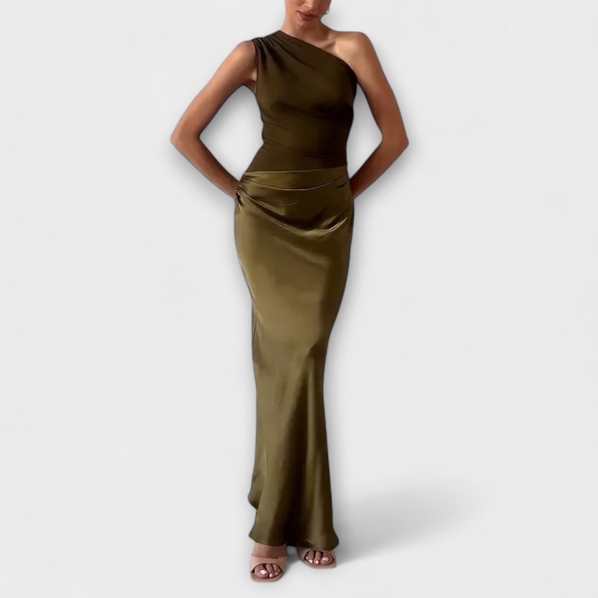 Vestido Maxi con Un Hombro