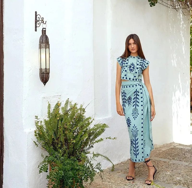 Camilla™ | Conjunto Impreso, Top y Falda