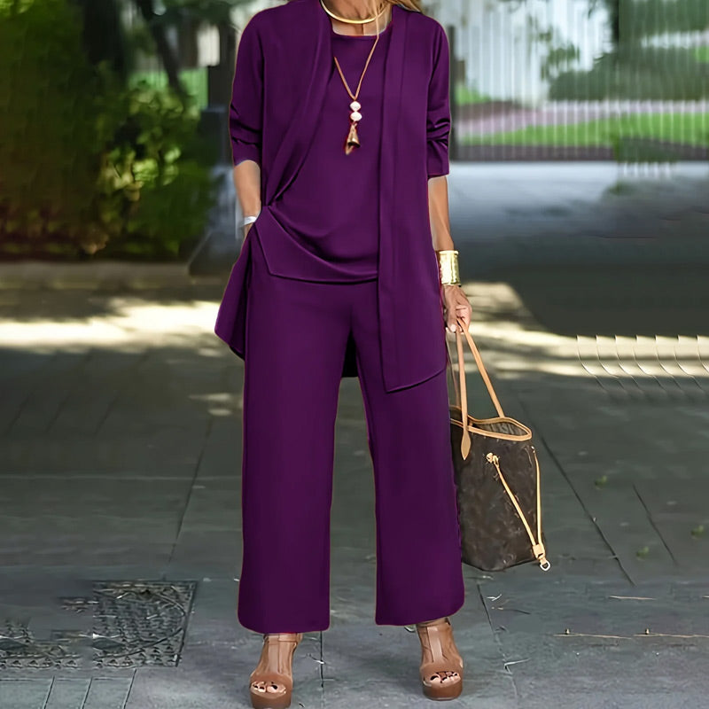 Conjunto Chic de 3 Piezas para Mujeres con Corte Suelto