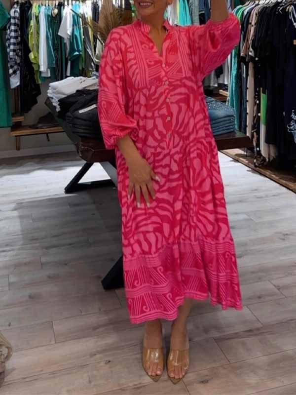 HAZEL - VESTIDO CON PATRÓN Y ESCOTE EN V