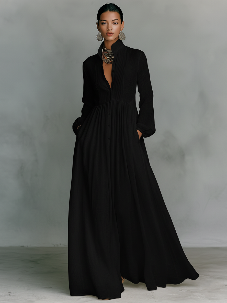 Vestido Maxi de Algodón y Lino