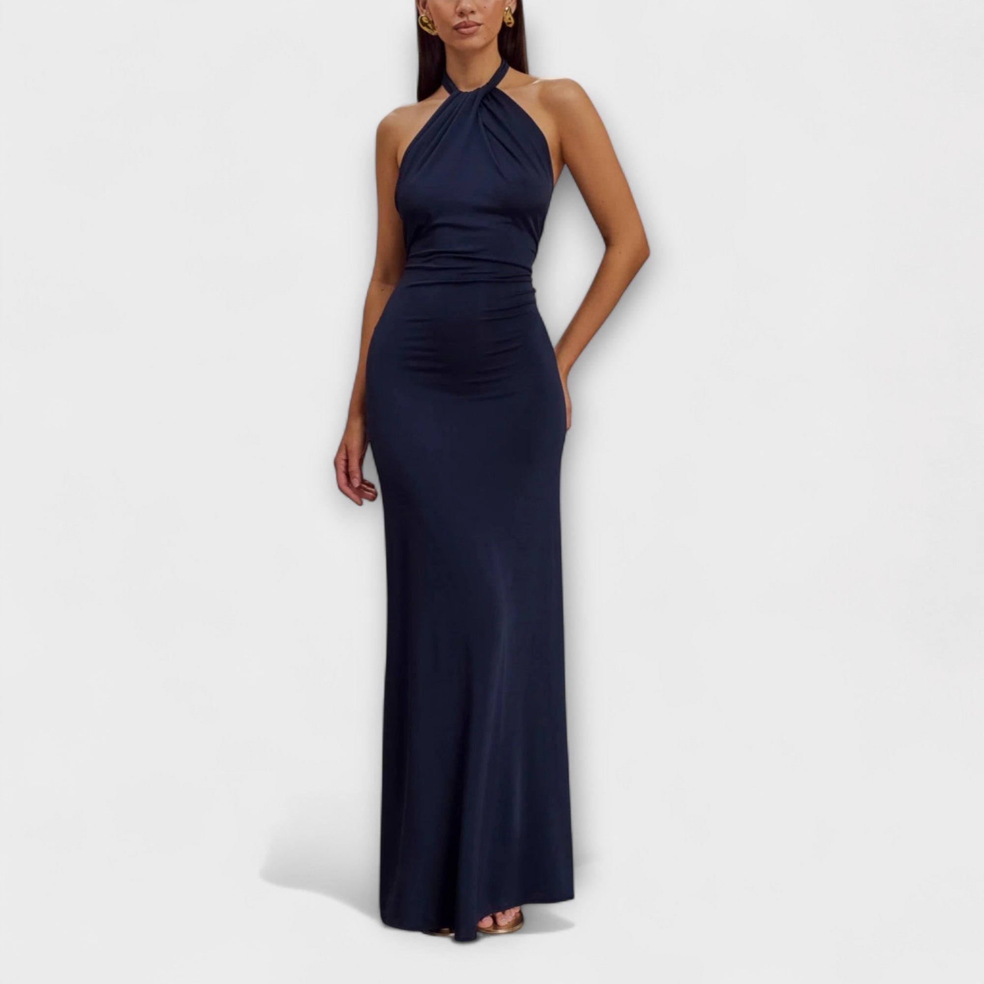 Lagoon - Vestido Maxi Slinky con Cuello Halter