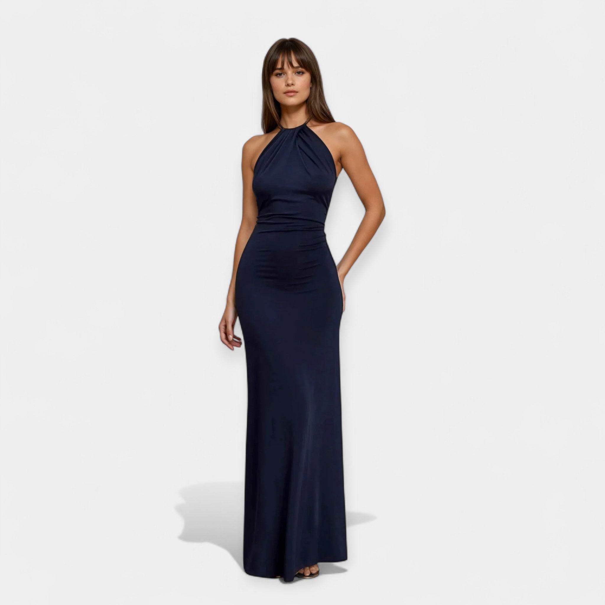 Vestido Maxi con Collar de Lazo