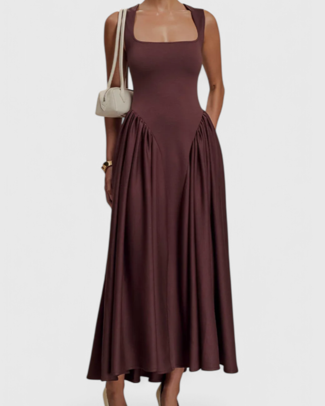Verona Vestido Midi con Escote Cuadrado