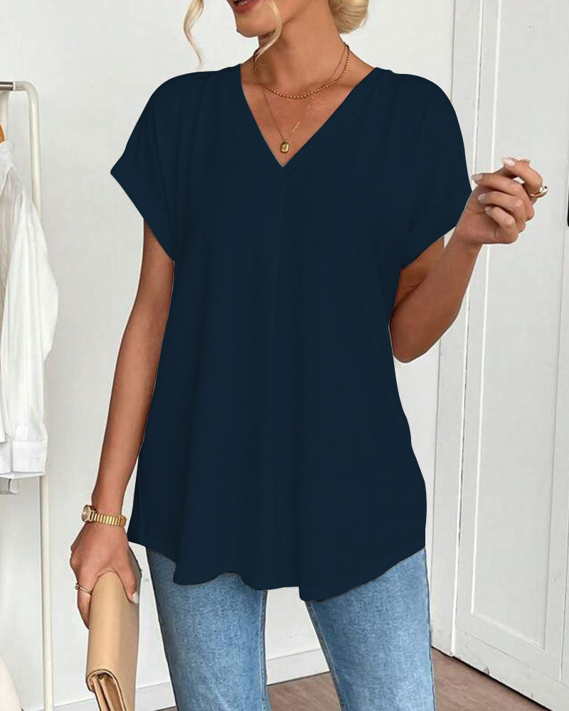 ESTRID - CAMISETA DE PATCHWORK CON MANGAS CORTAS Y ESTILO