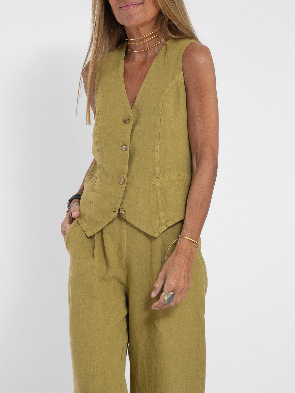 Aira™ - Chaleco con botones y pantalones anchos a juego