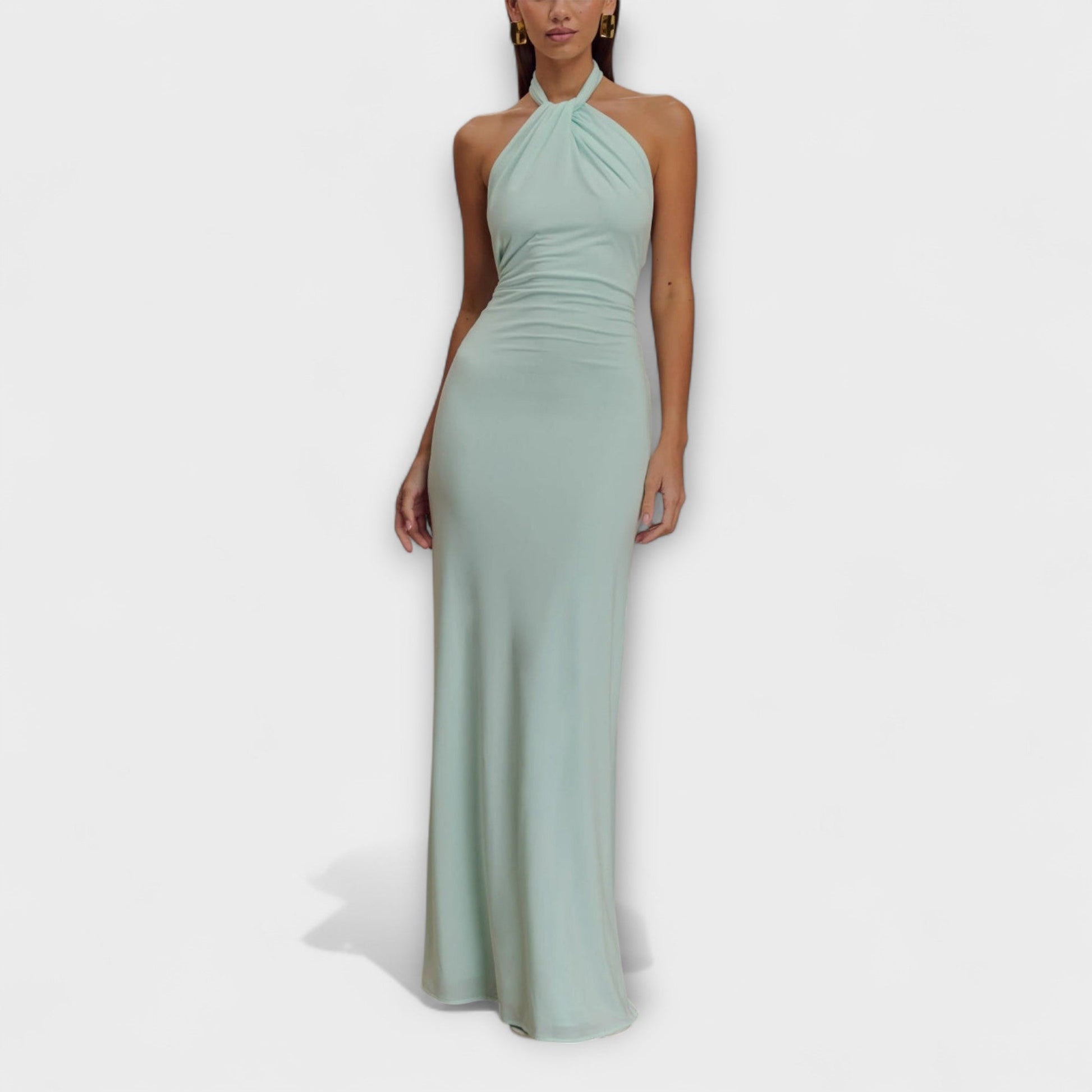 Lagoon - Vestido Maxi Slinky con Cuello Halter