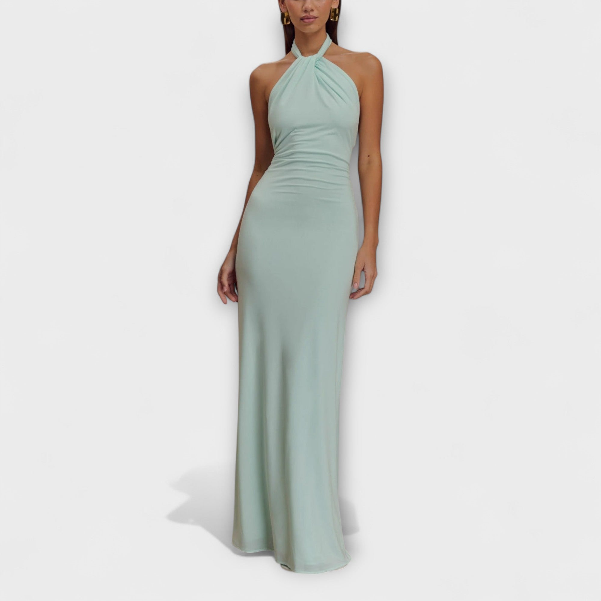 Lagoon - Vestido Maxi Slinky con Cuello Halter