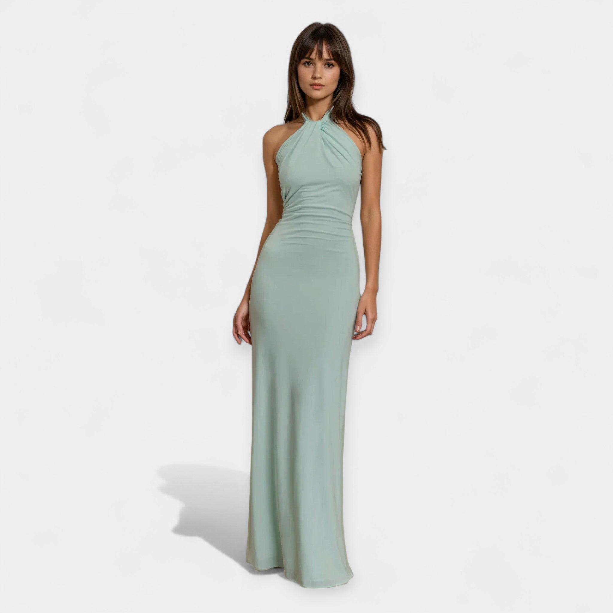 Vestido Maxi con Collar de Lazo
