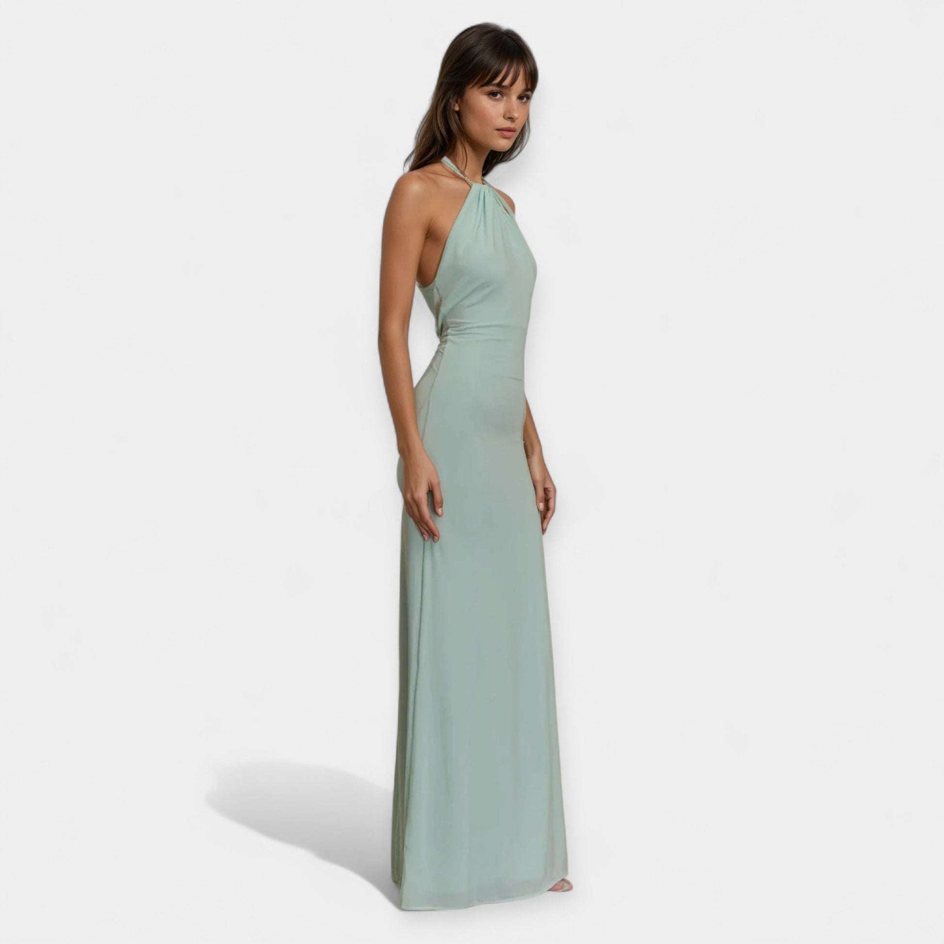 Vestido Maxi con Collar de Lazo
