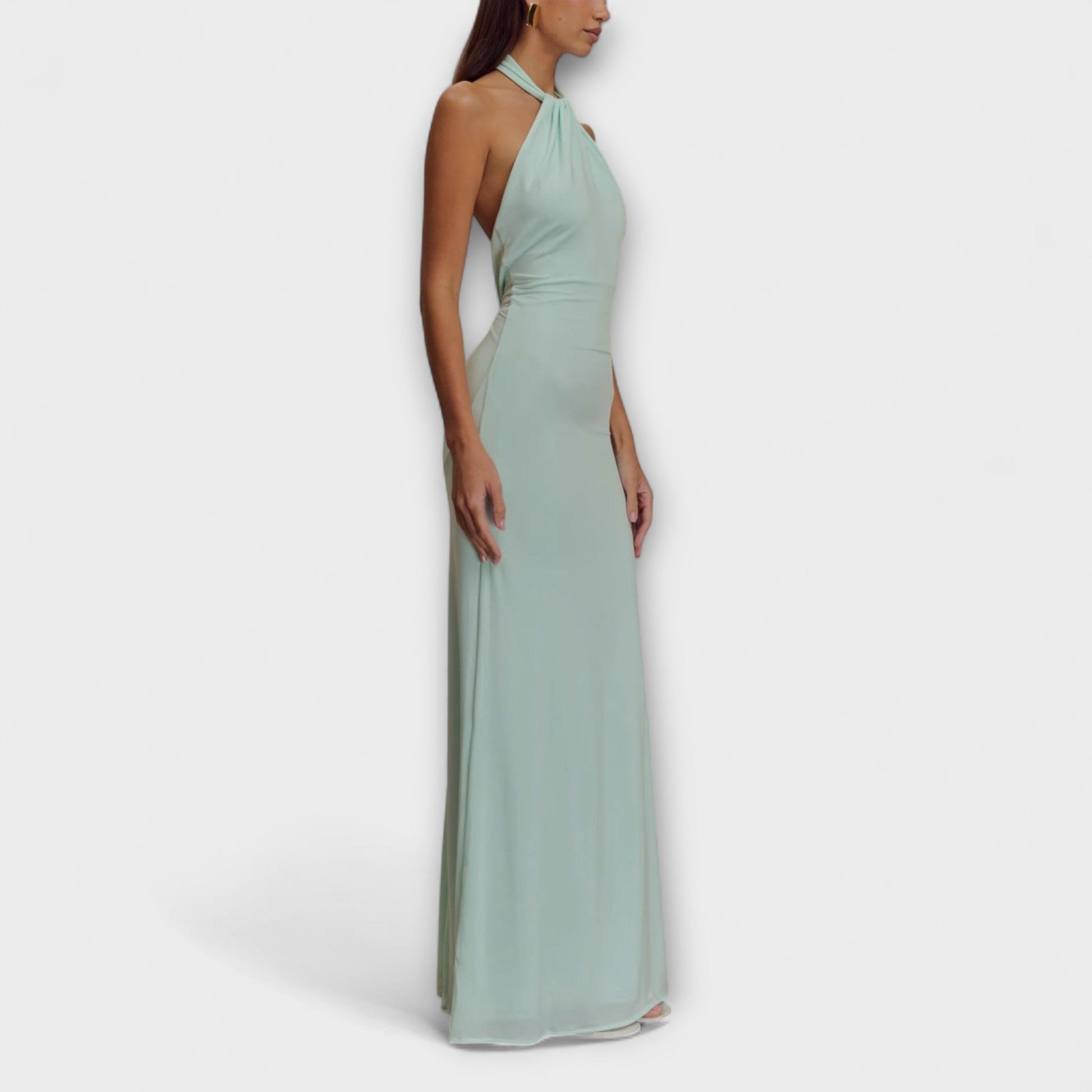 Lagoon - Vestido Maxi Slinky con Cuello Halter