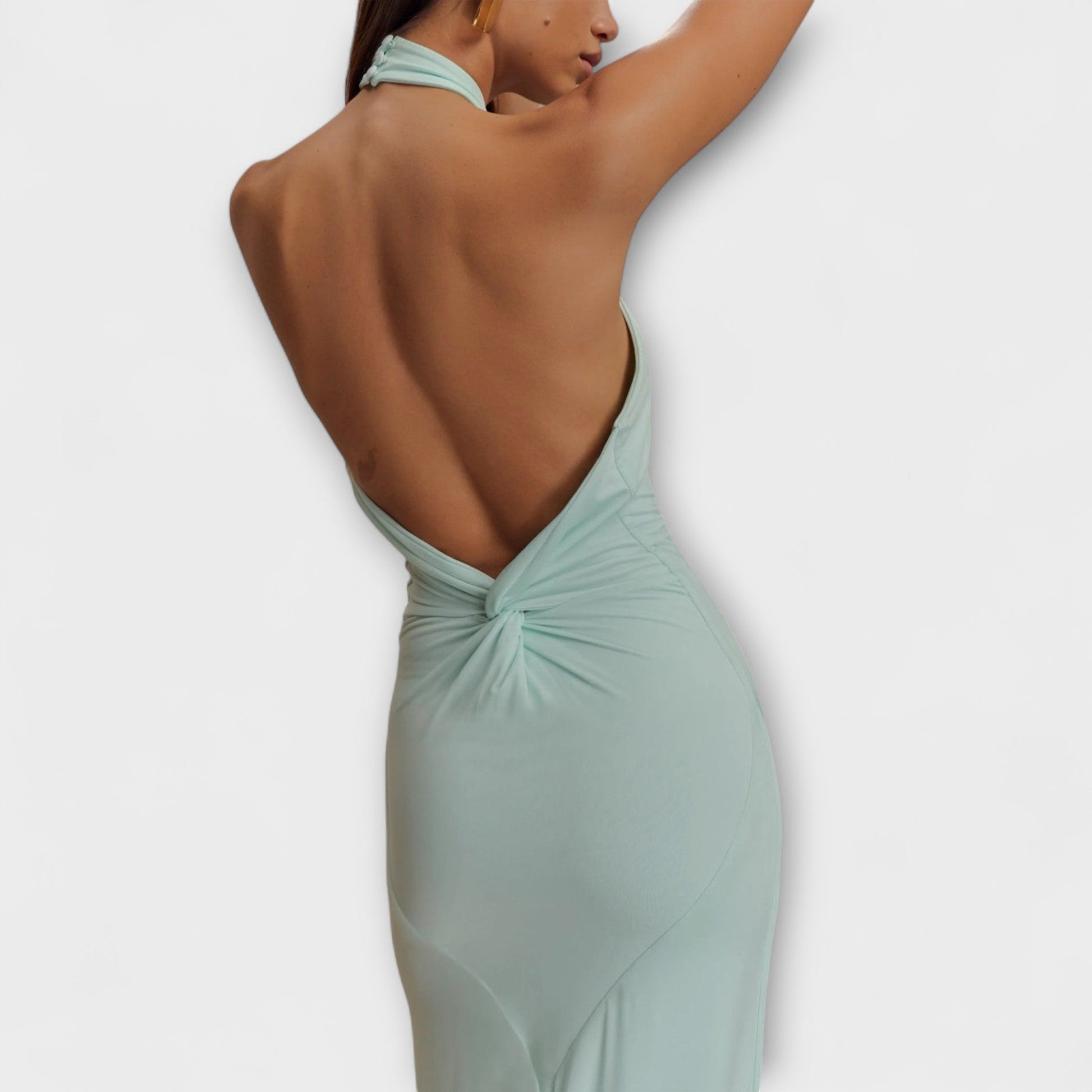 Lagoon - Vestido Maxi Slinky con Cuello Halter
