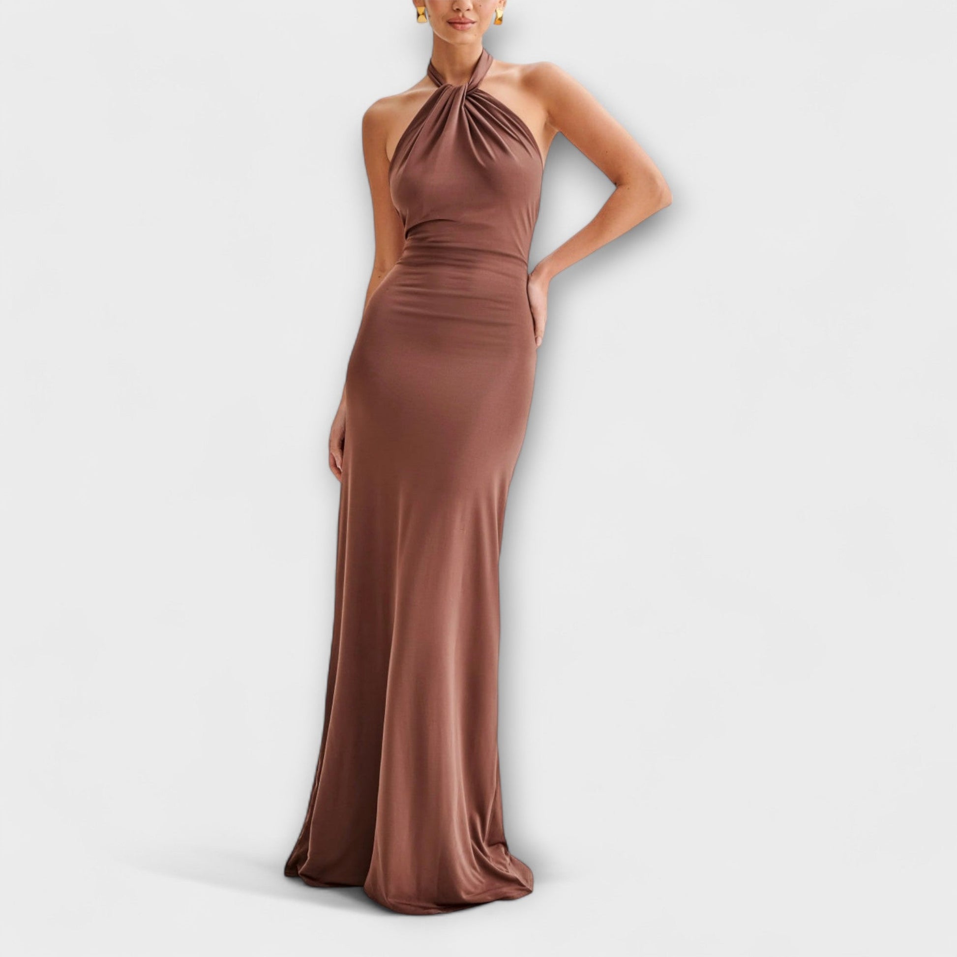 Lagoon - Vestido Maxi Slinky con Cuello Halter