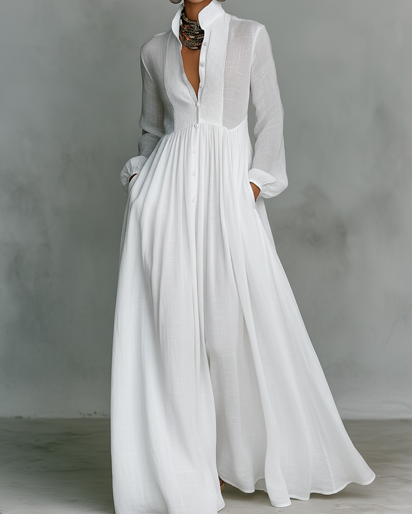 Vestido Maxi de Algodón y Lino