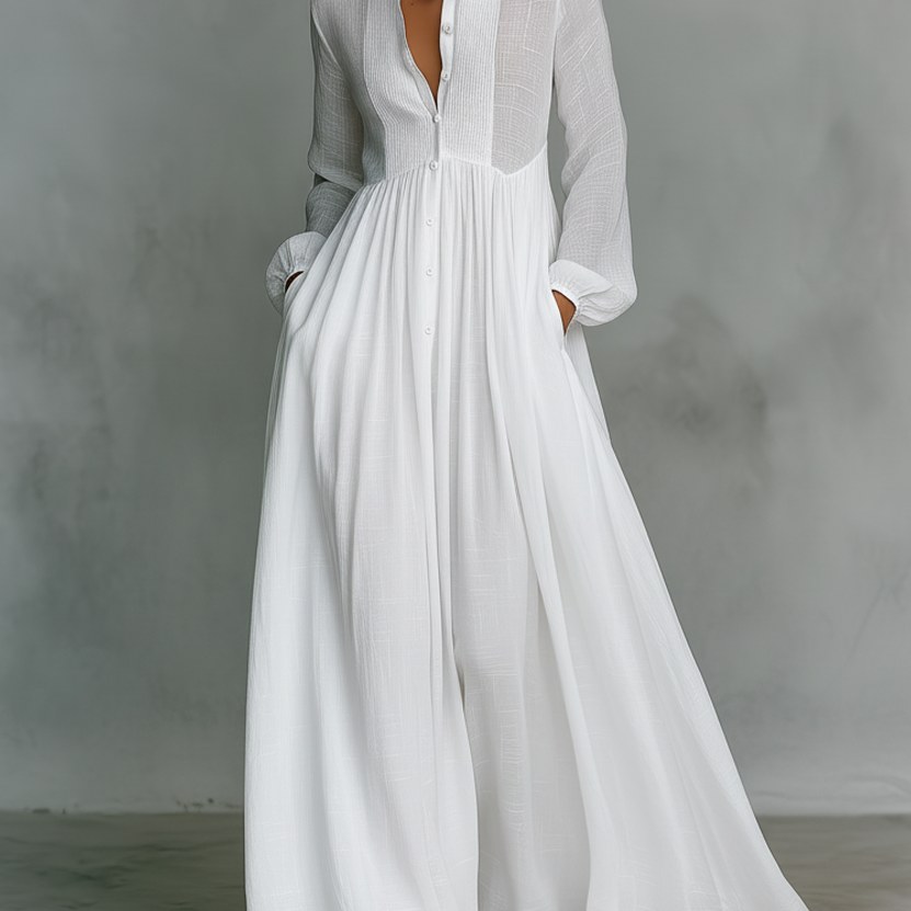 Vestido Maxi de Algodón y Lino