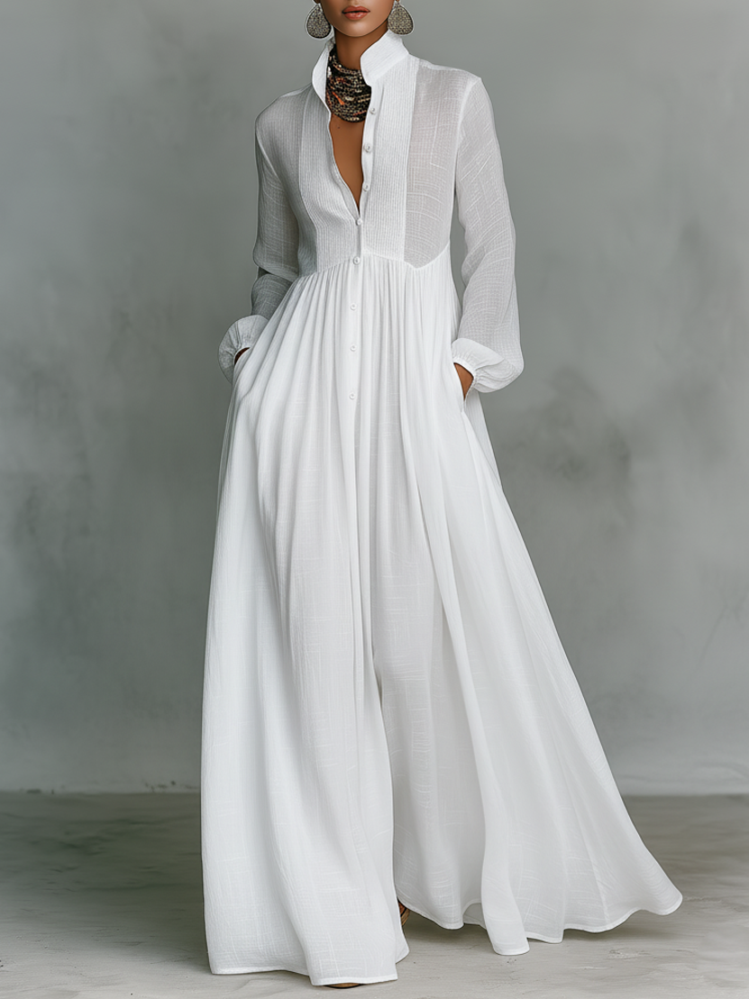 Vestido Maxi de Algodón y Lino
