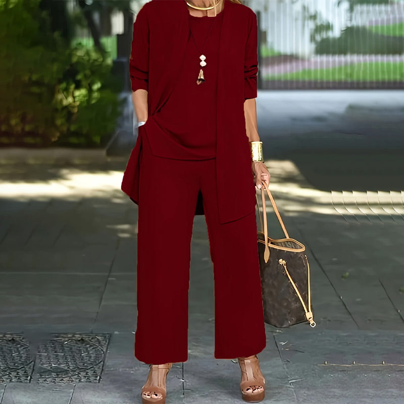 Conjunto Chic de 3 Piezas para Mujeres con Corte Suelto