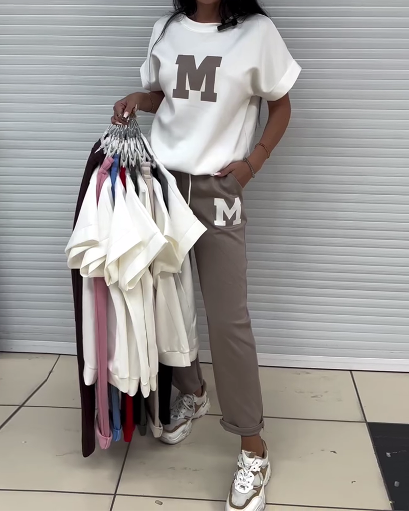 Conjunto de Ropa Casual Impresa para Mujeres