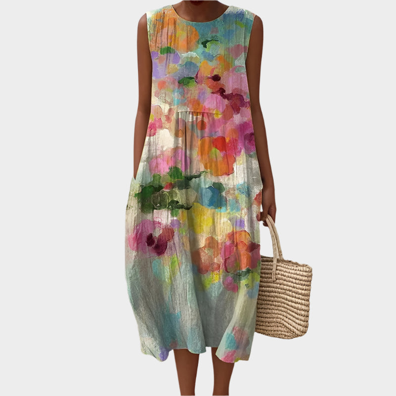 Vestido Aireoso con Diseño Artístico