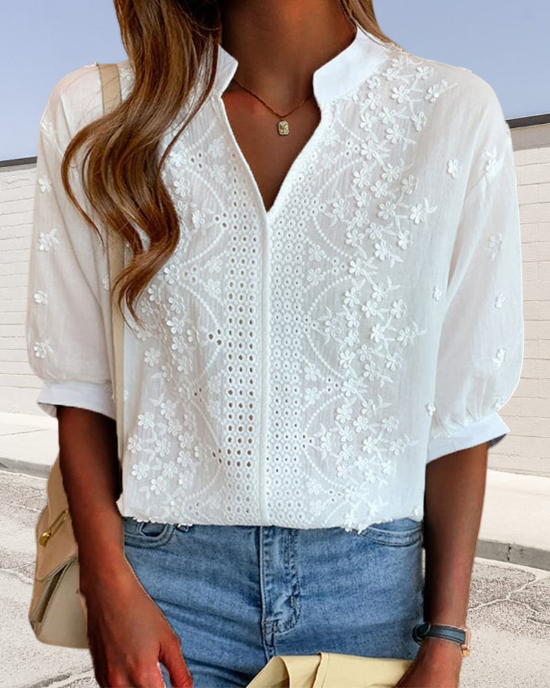 EMBERLY – BLUSA DE ENCAGE CON MANGAS ABULLONADAS