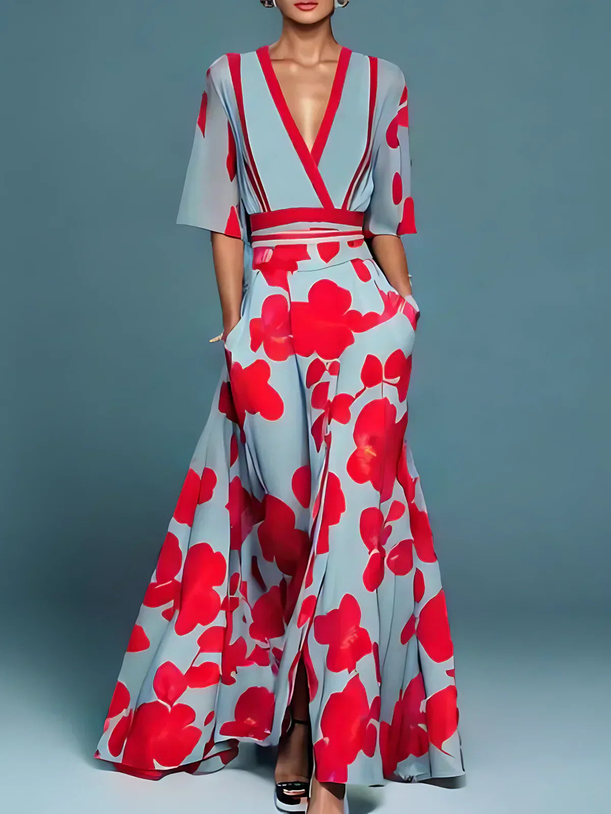 Evie - Vestido Elegante con Patrón de Flores