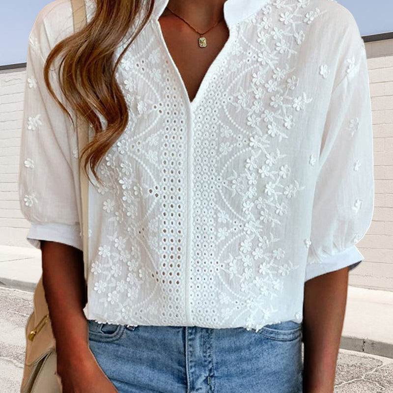 Arantxa | Blusa elegante de mujer bordada de estilo casual