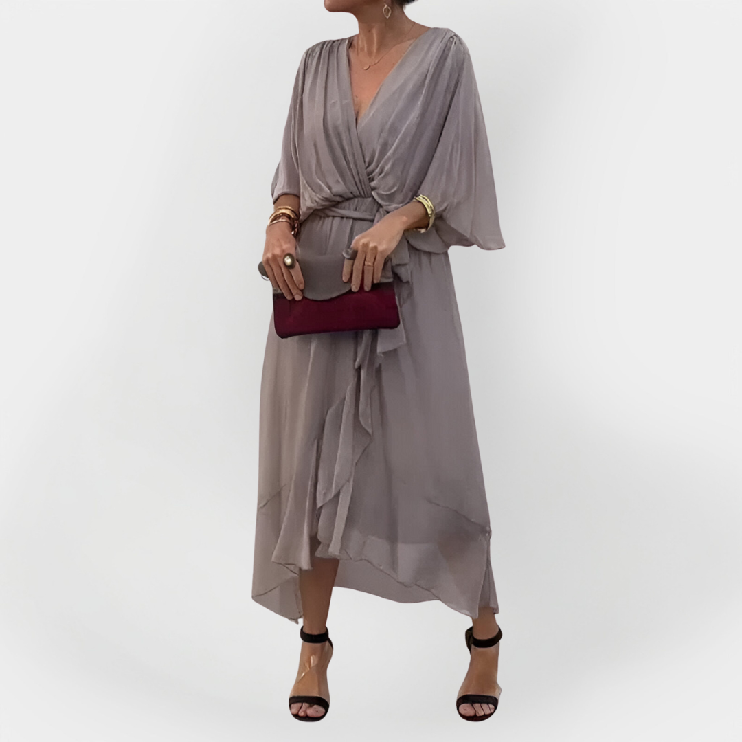 Vestido de Chiffon con Escote en V