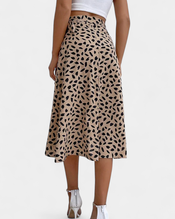 Camila Falda Envolvente Boho con Estampado Asimétrico