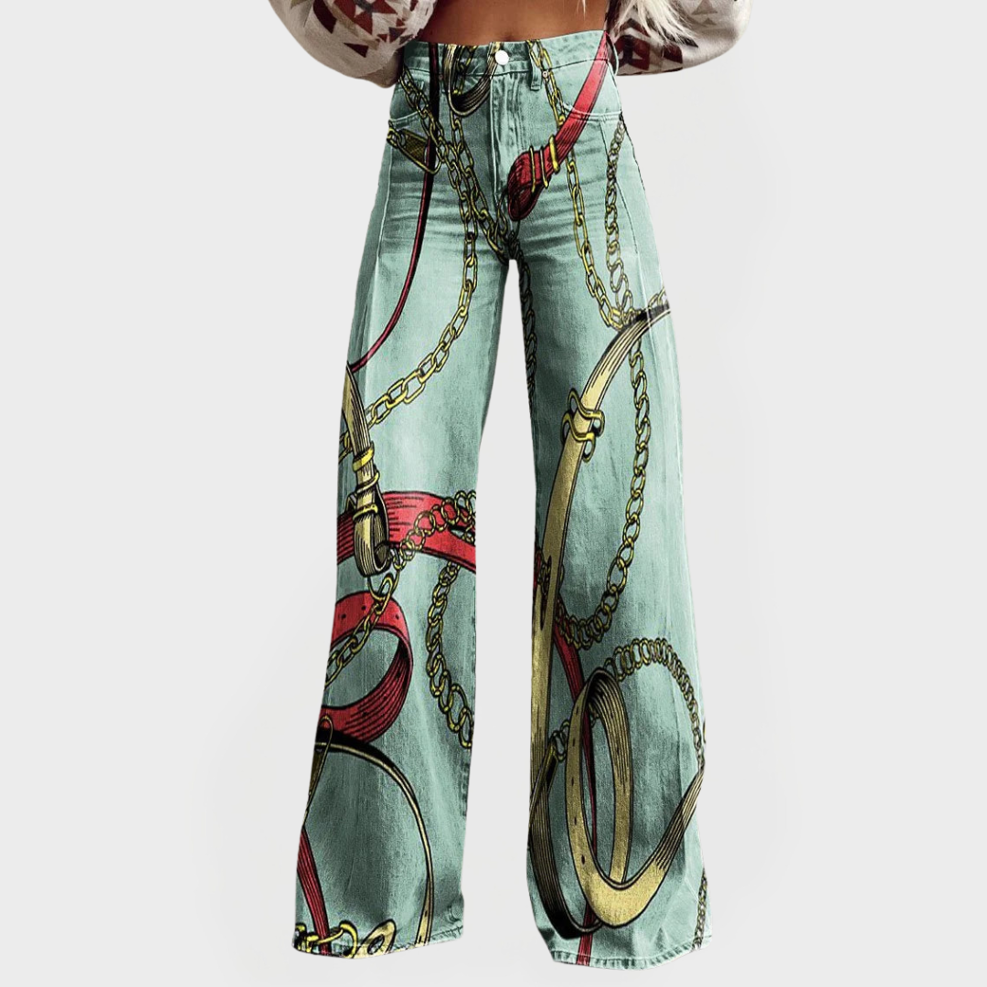 Jeans Elegantes de Cintura Alta con Piernas Anchas