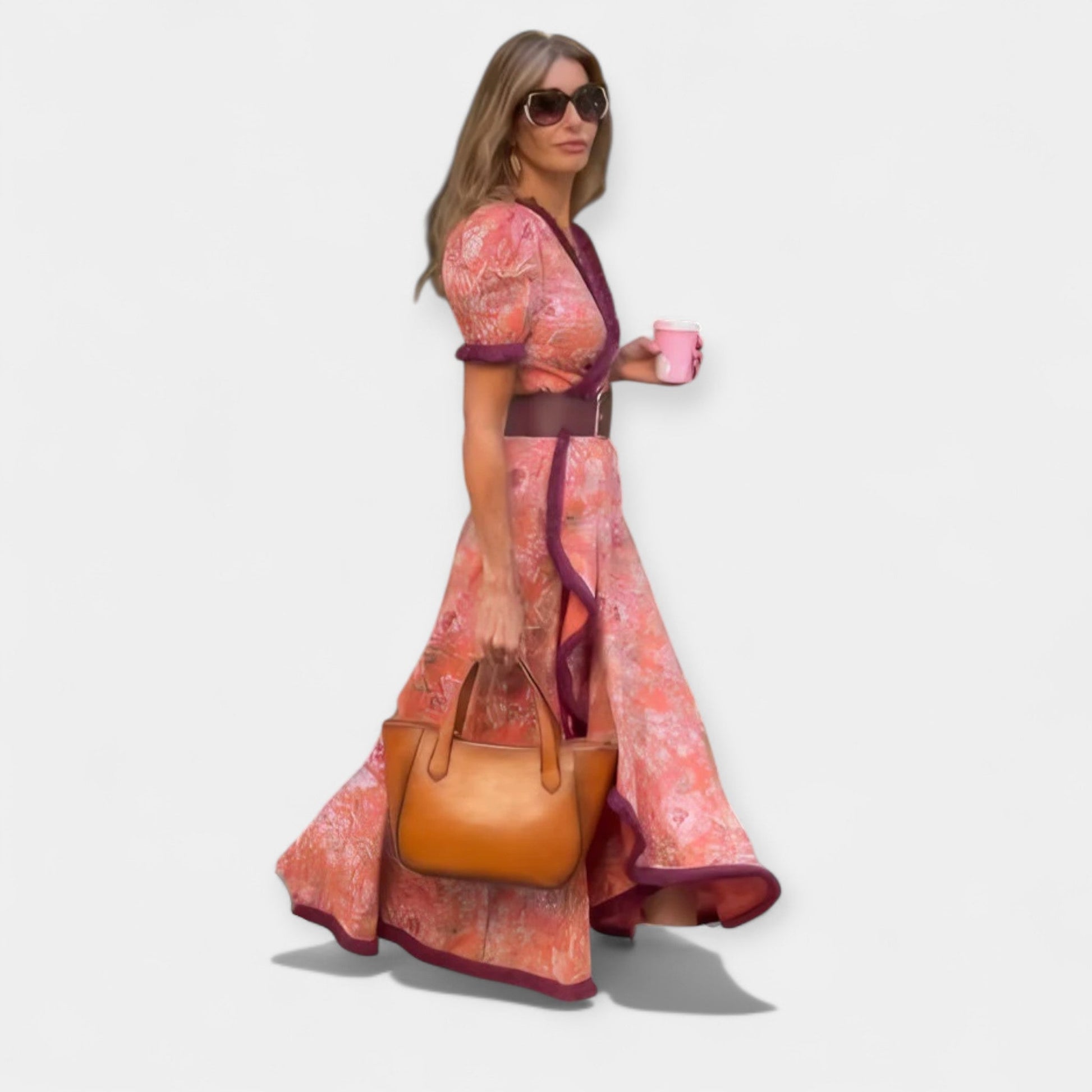 Vestido Romántico con Cinturón y Volantes de Satén