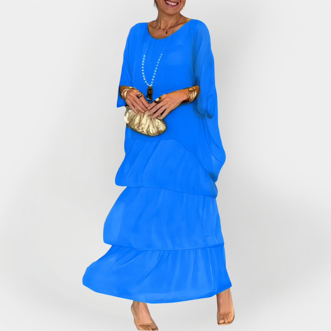 Vestido Plisado con Efecto de Doble Capa