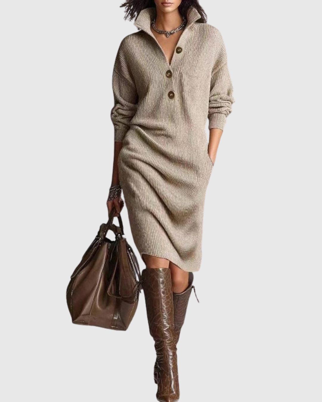 ARIANELL | VESTIDO MIDI DE PUNTO DE LANA DE INVIERNO
