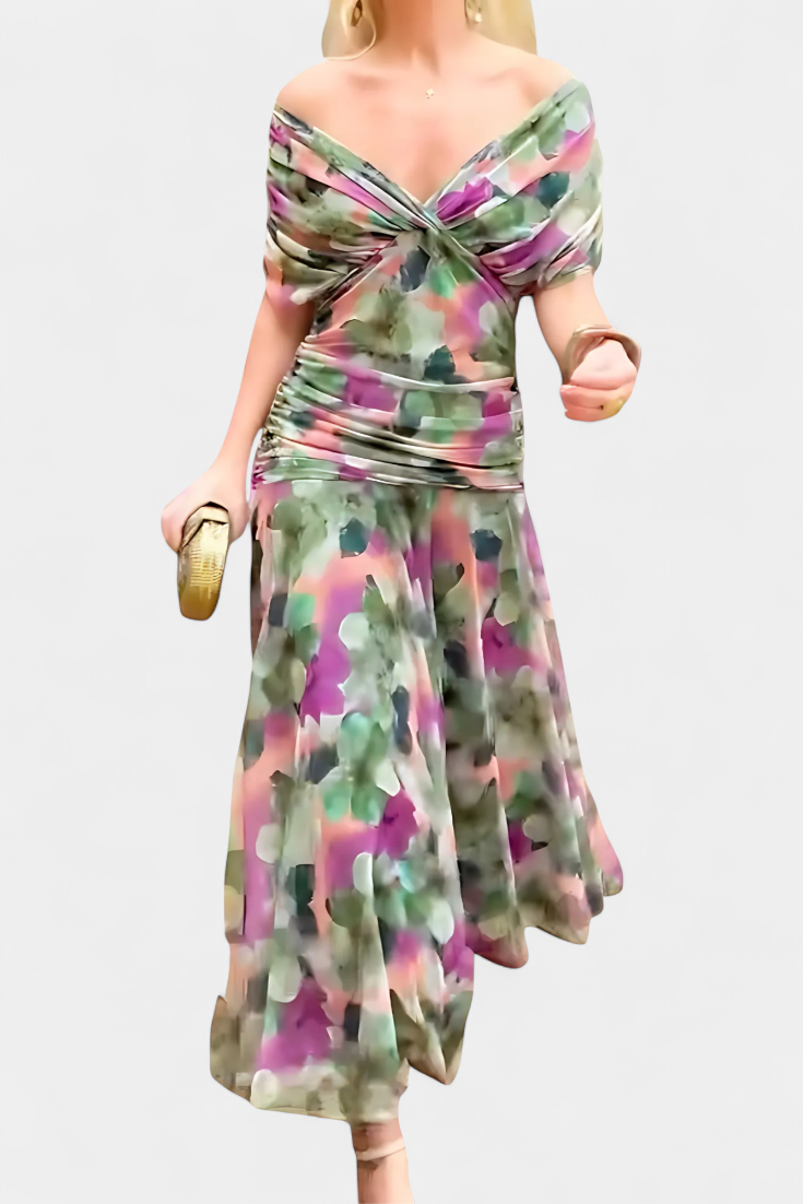 Robe Florale Longue Alondraa™ avec Décolleté en V