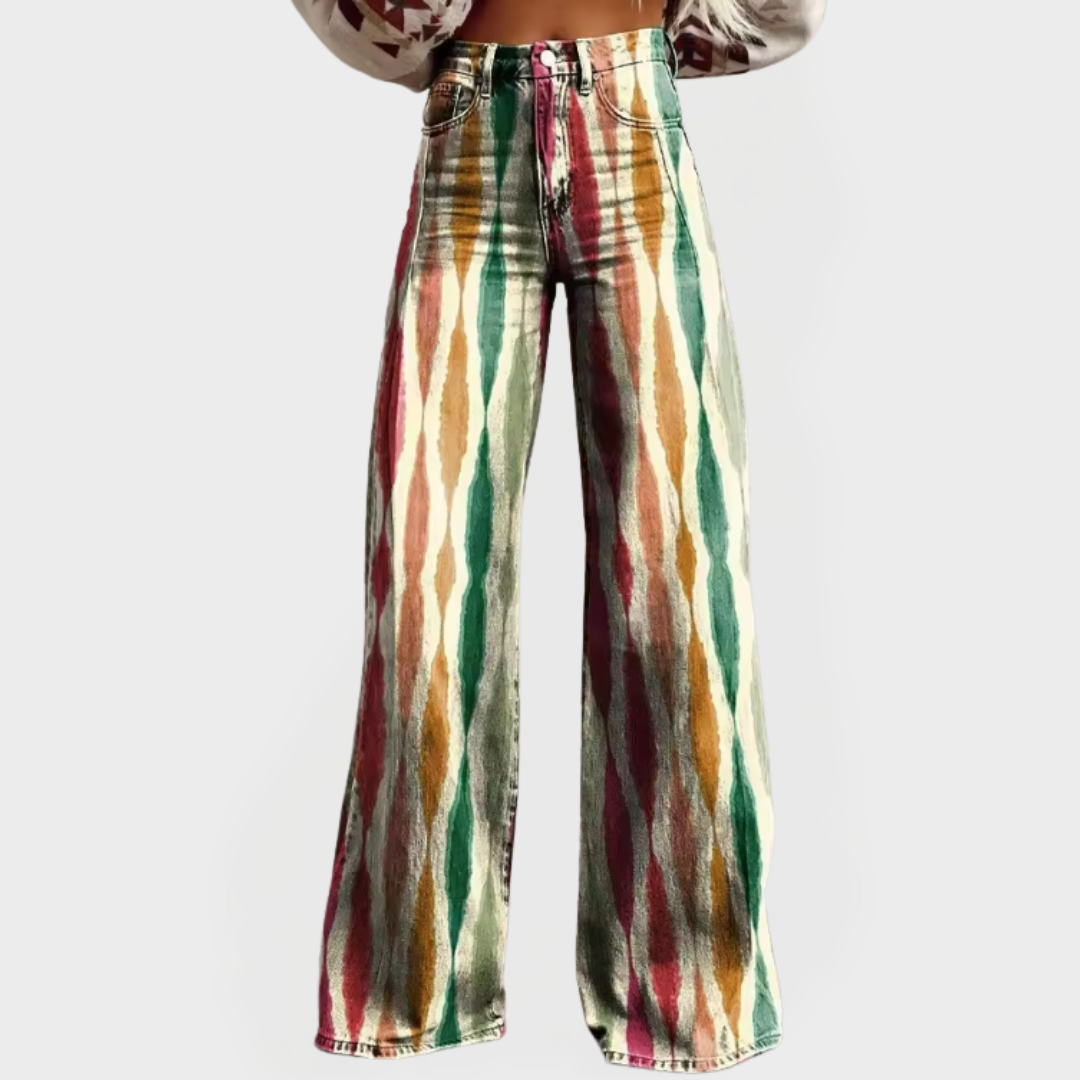 Pantalones Elegantes con Piernas Anchas y Patrón