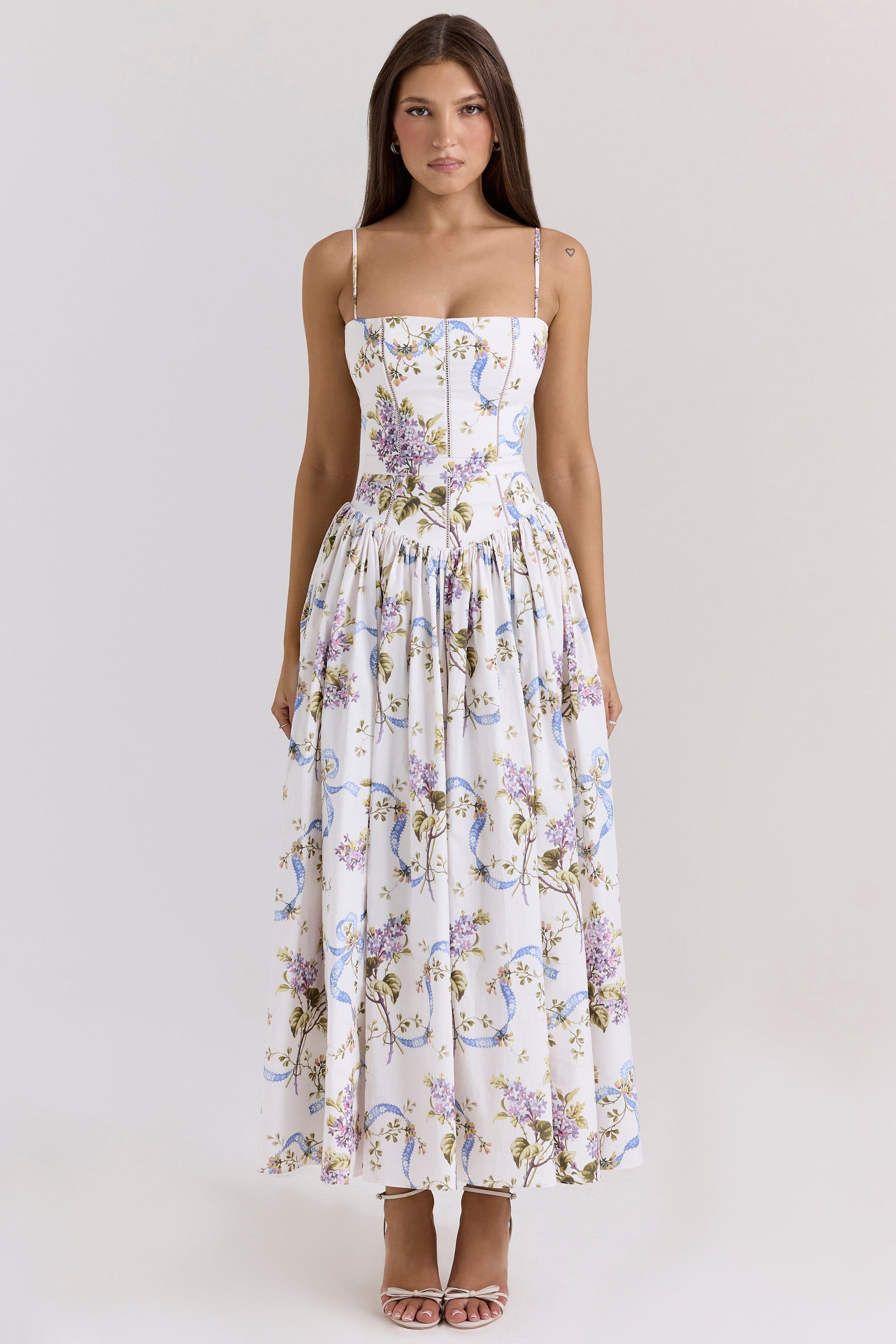 Daisy | Vestido Midi de Flores con Cintura Recolectada