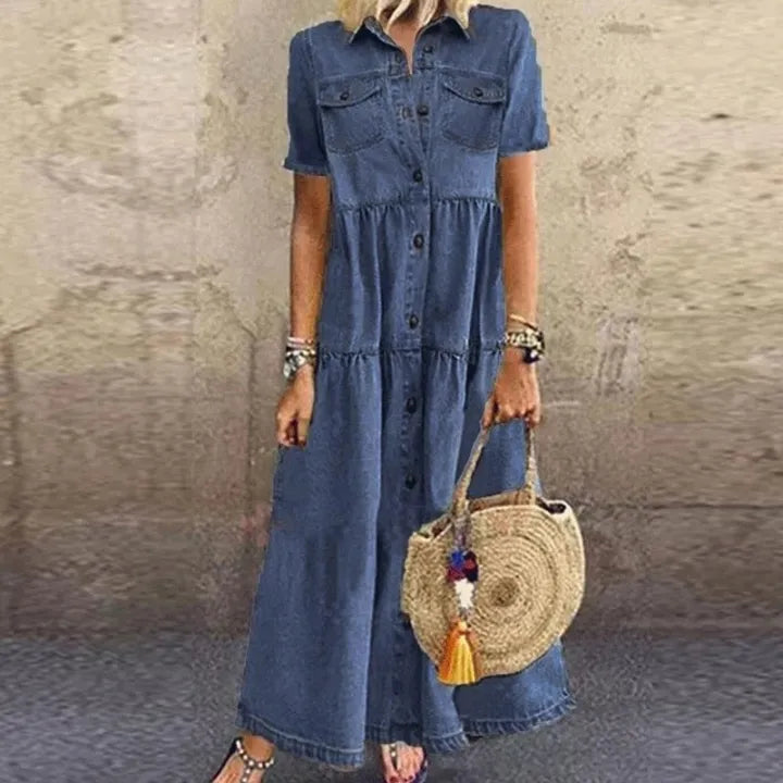 AIKO - VESTIDO DE MANGA CORTA CON AJUSTE RELAJADO Y BOLSILLOS