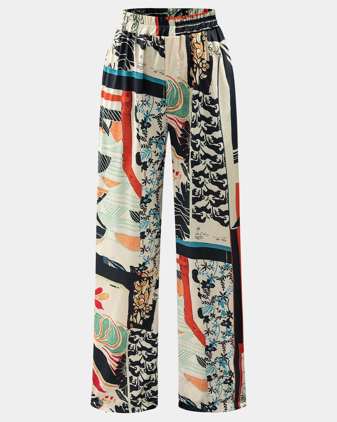 Arce | Pantalones Rectos de Cintura Alta con Estampado Floral