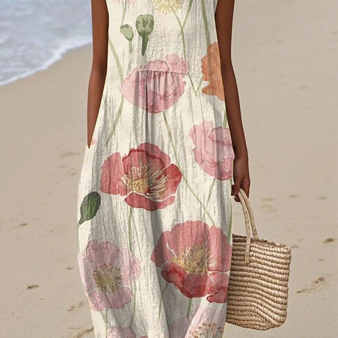 Pavot | Vestido Midi Amapolas Acuarela