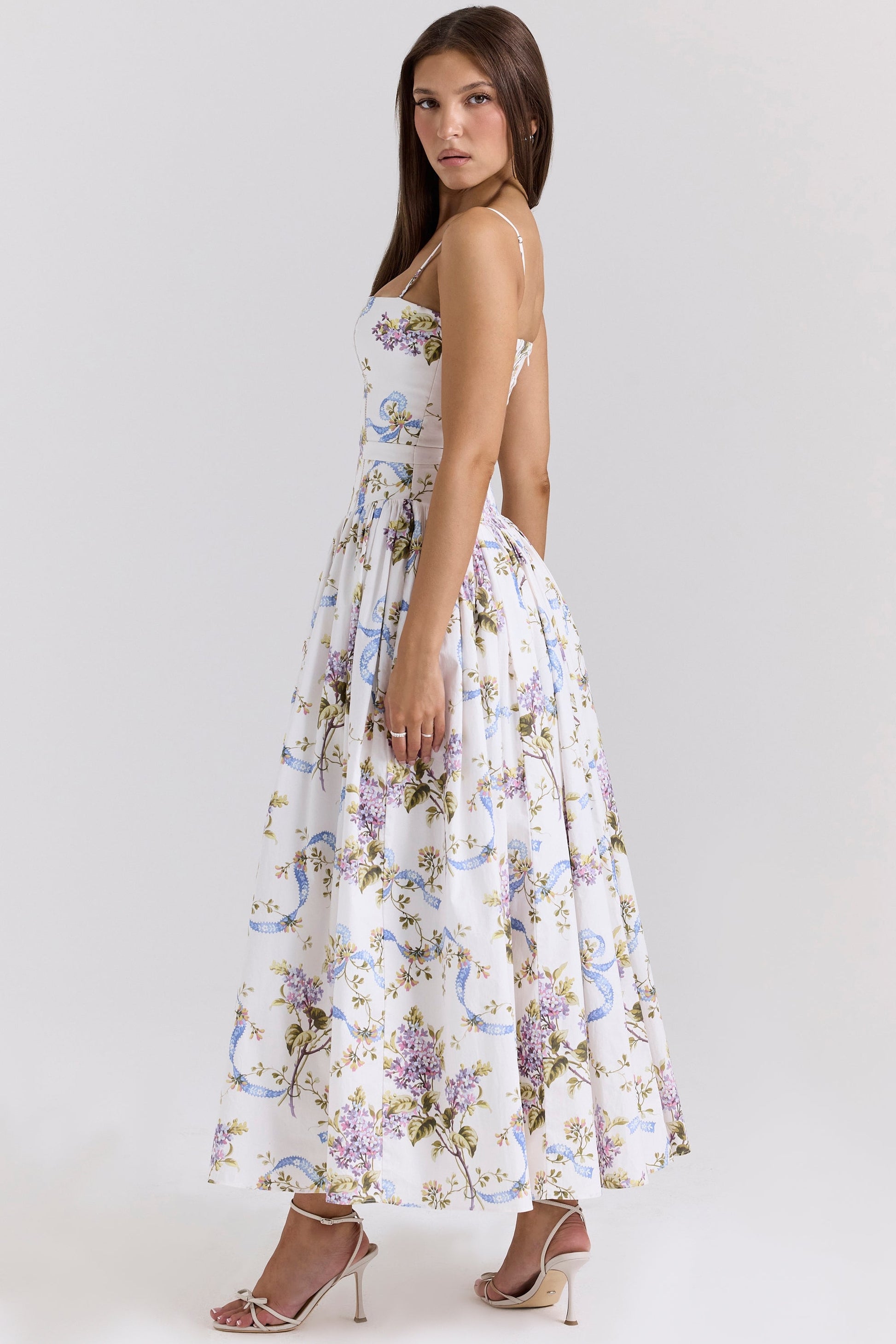 Daisy | Vestido Midi de Flores con Cintura Recolectada