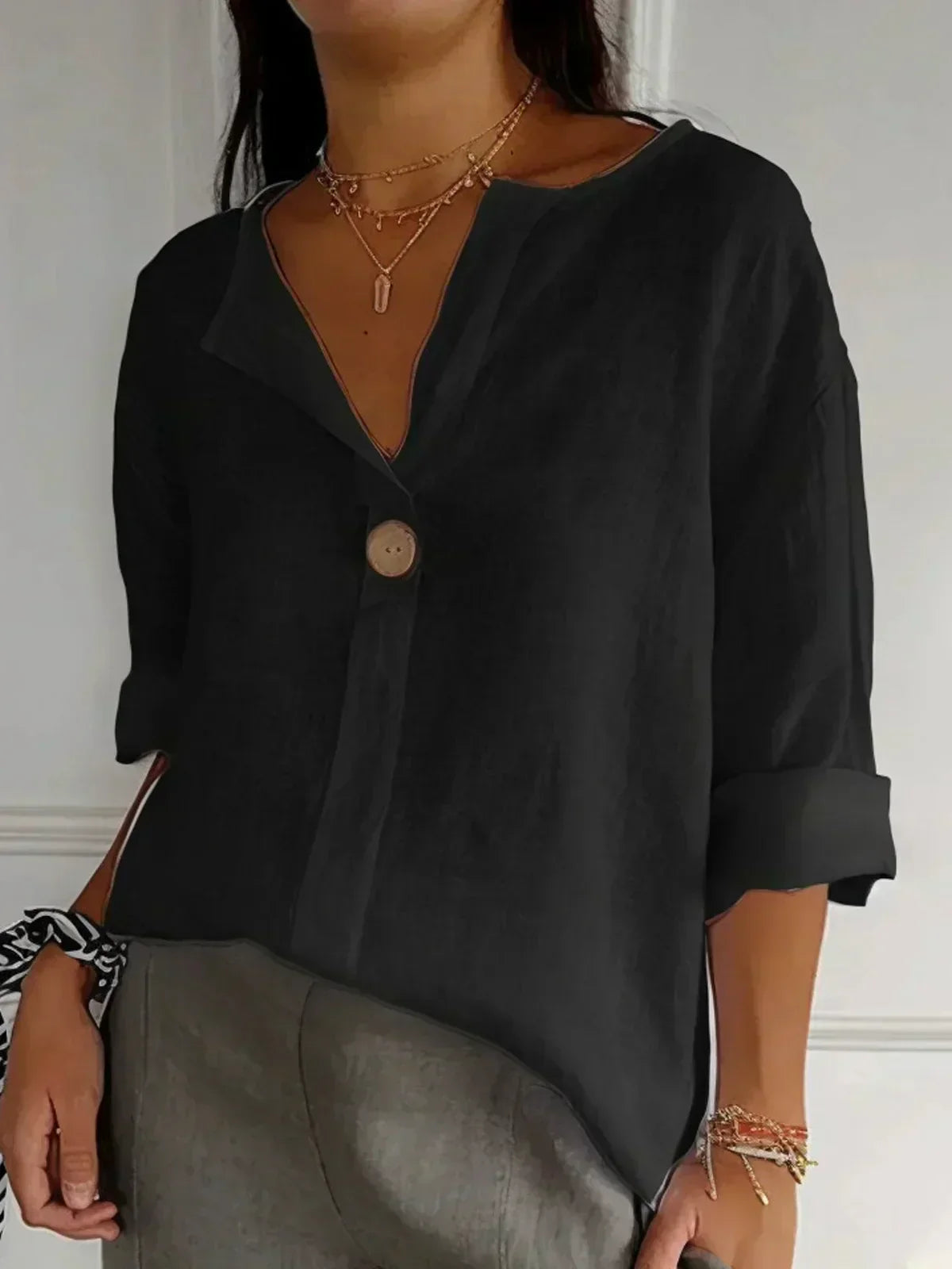 Aria | Blusa Casual de Manga Corta con Escote en V