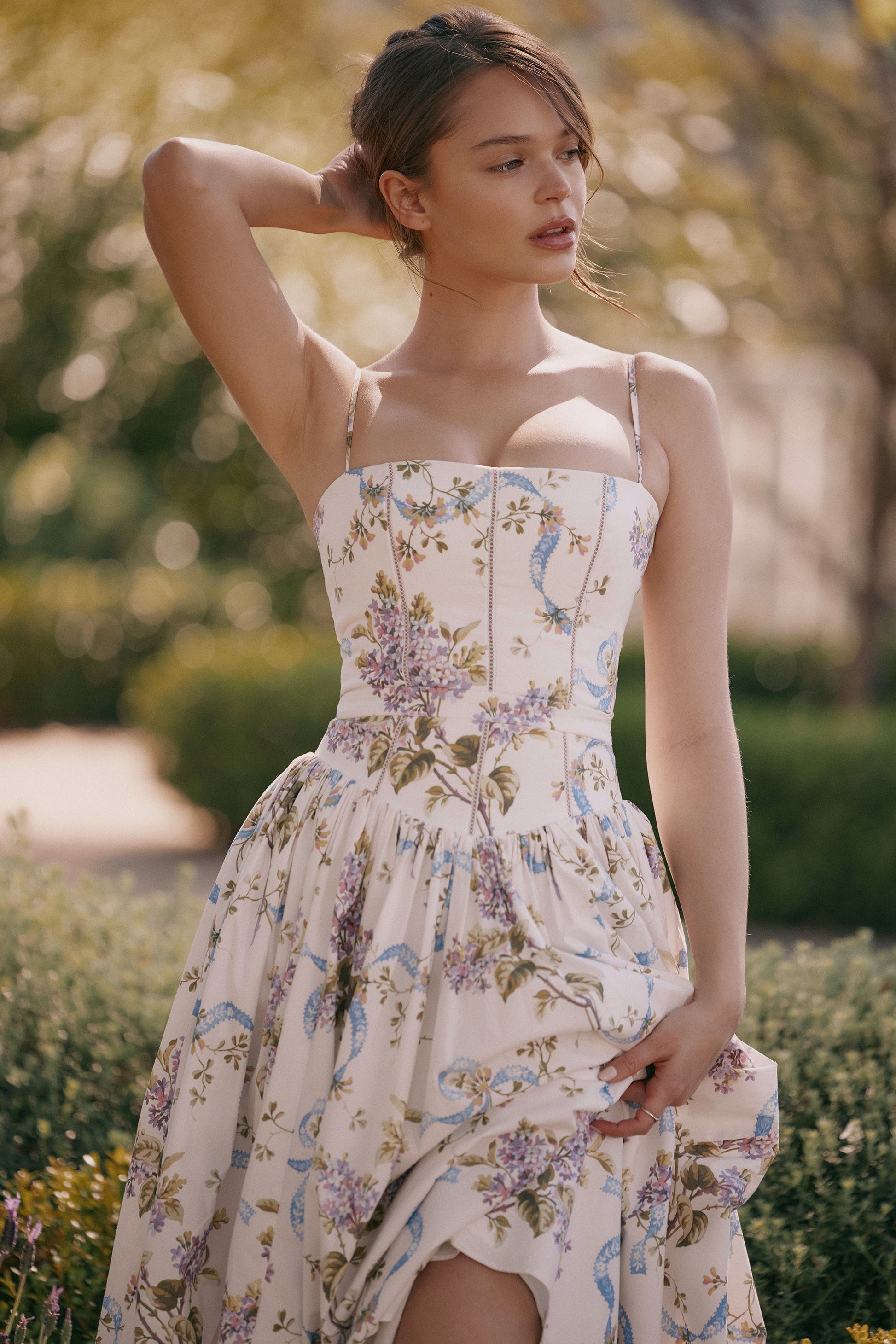 Daisy | Vestido Midi de Flores con Cintura Recolectada