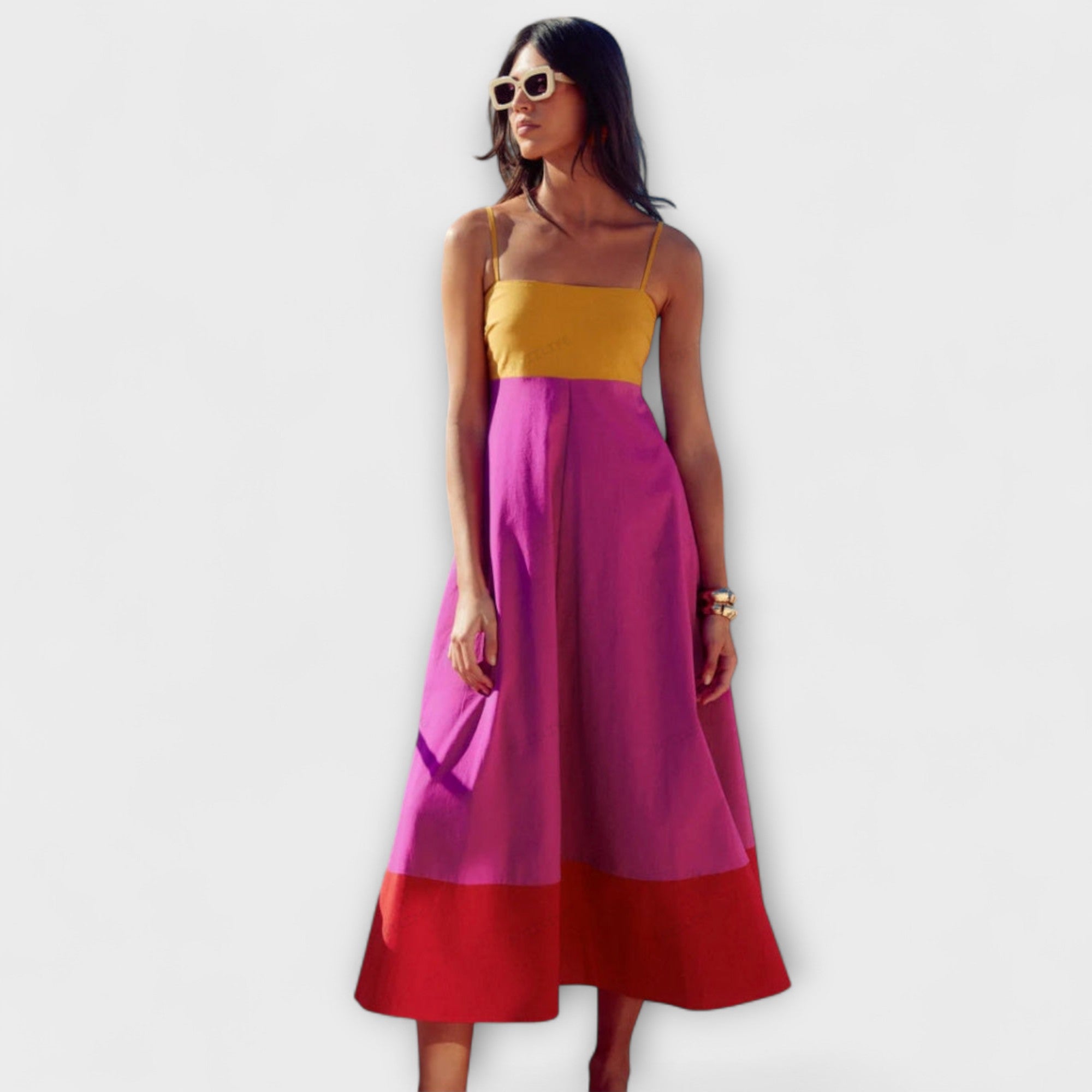 Ropa de Tirantes Espagueti en Color Block