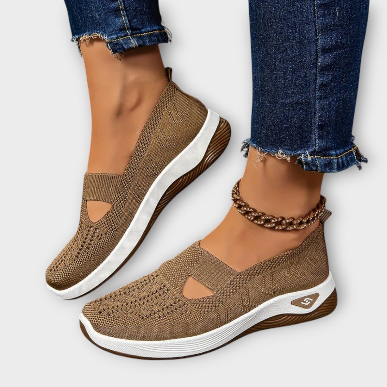 Zapatos de caminar de punto cómodos y sin cordones