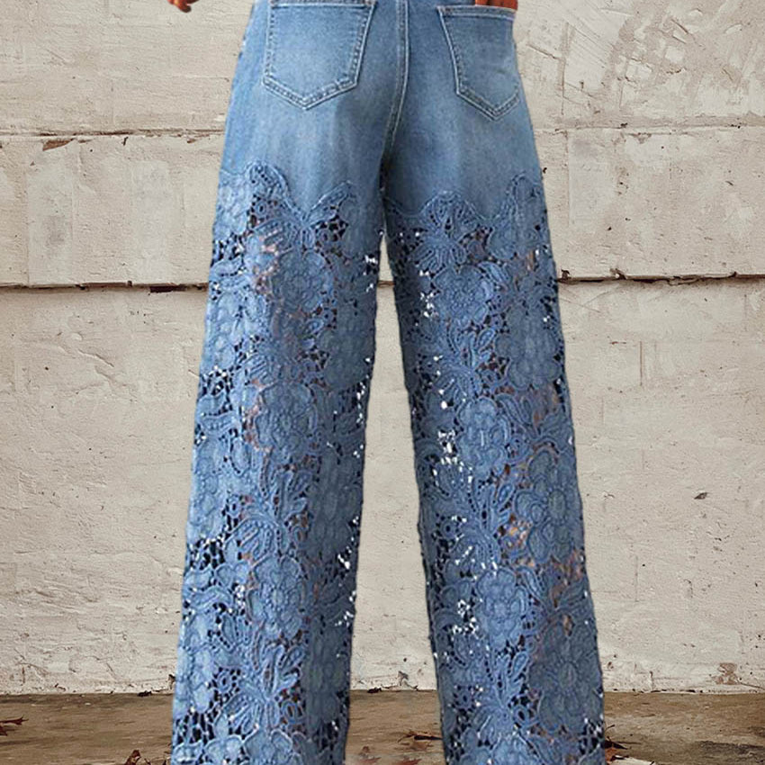 Lisandra - Jeans de tiro medio con encaje y patchwork para un estilo casual y moderno