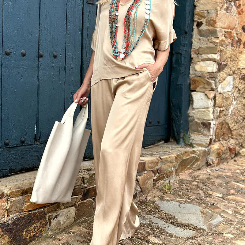 Alessia - Conjunto Casual de Satén Elegante