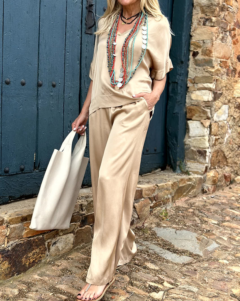 Alessia - Conjunto Casual de Satén Elegante