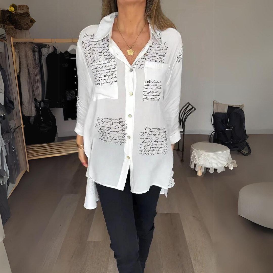 Skylar – Camisa de Botones Escrita a Mano